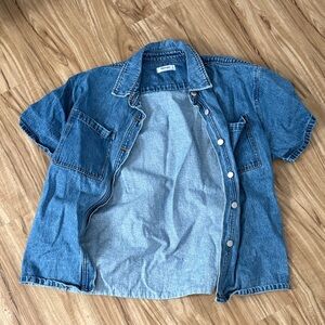 Showpo Blue Denim Button-Up Shirt